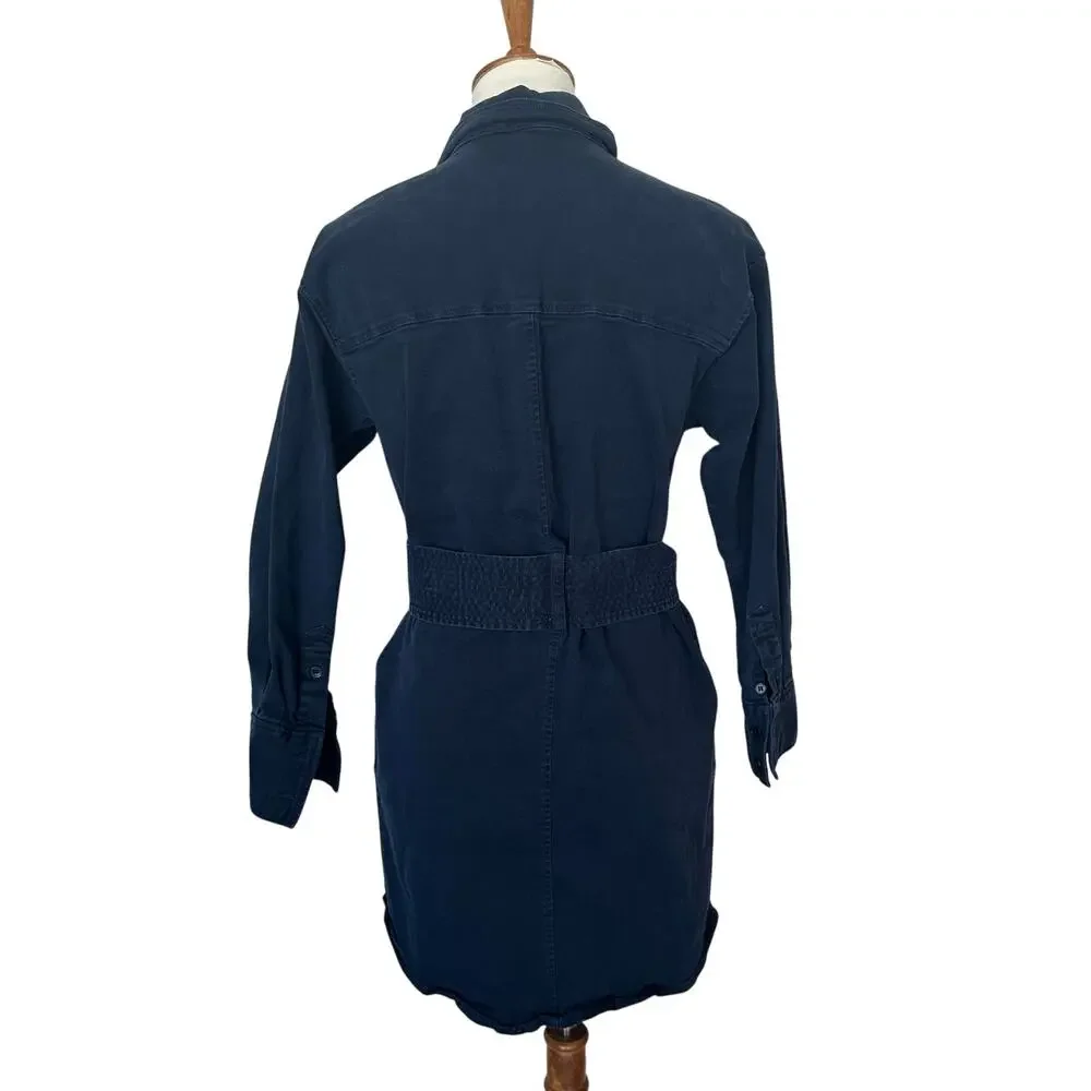 Marissa Webb Denim Shirt Dress SMALL Blue Jean Mini Western Belt Designer $345 - Picture 7 of 9